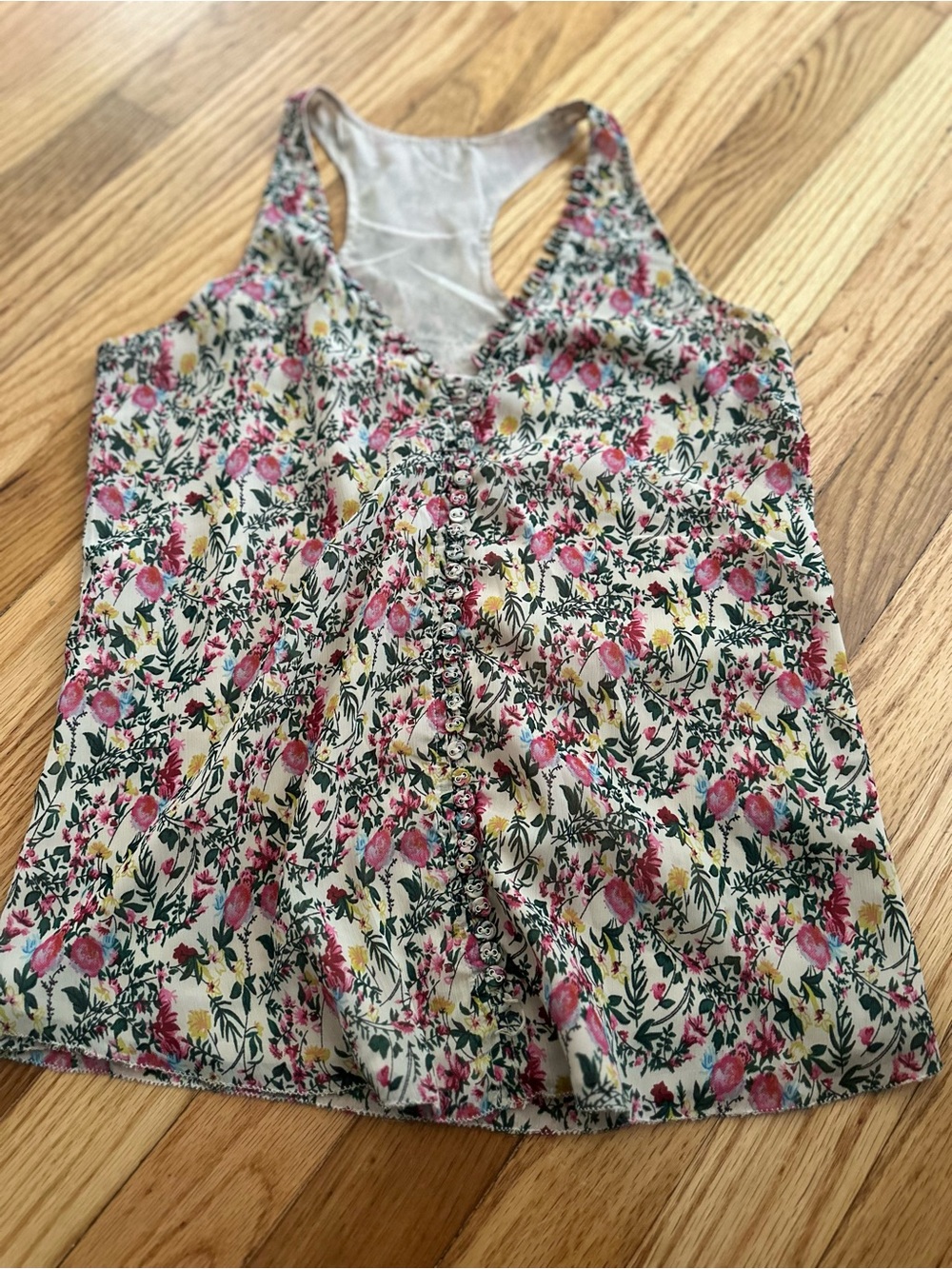Floral Button-Front Racerback Camisole - Pink Floral